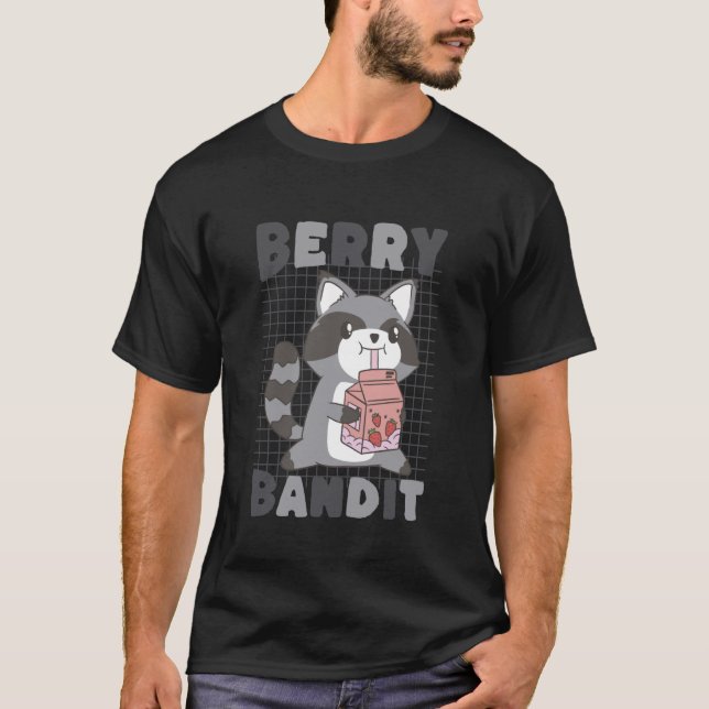 Berry Bandit Raccoon Kawaii Cute Funny T-Shirt (Front)