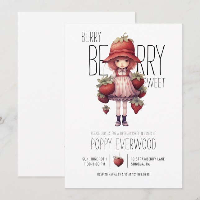 Berry Berry Sweet Birthday Party Invitation (Front/Back)
