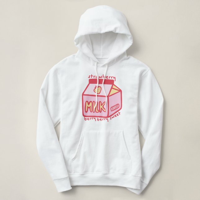 Berry Berry Sweet Strawberry Milk Hoodie (Design Front)
