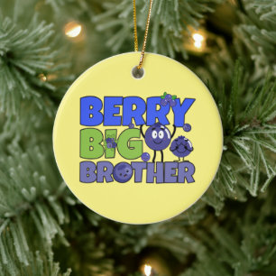 Berry Big Brother - Sibling Blueberry Pun Ceramic Tree Decoration