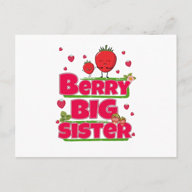 Berry Big Sister - Cute Strawberry Pun Postcard (Front)