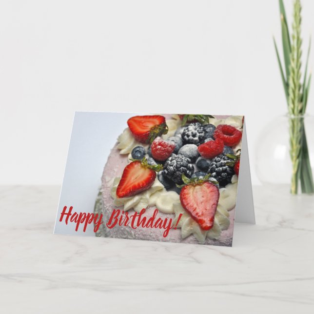 Berry birthday cake card (Front)