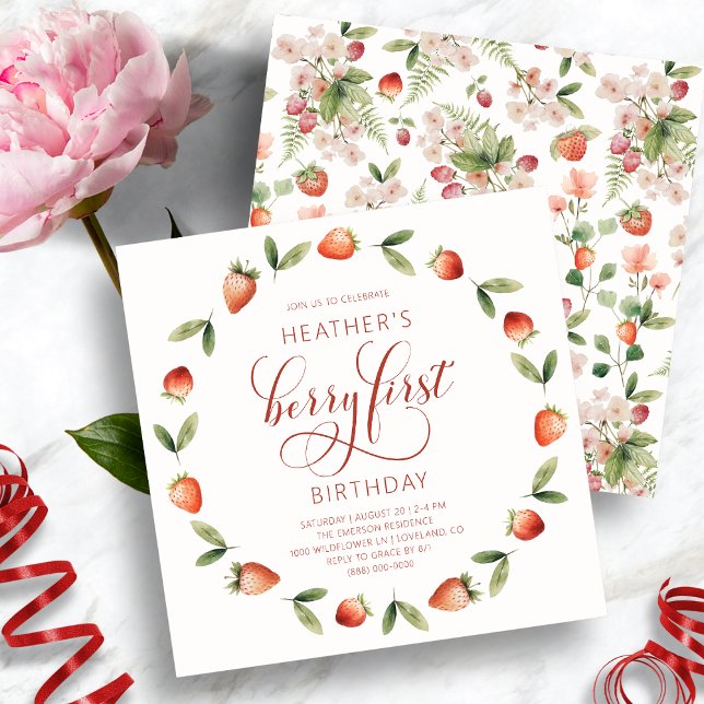 Berry Birthday Invitation (Berry First Birthday Invitation
)
