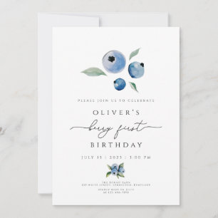 Berry Birthday Invitation, Blueberry 1st Birthday Invitation