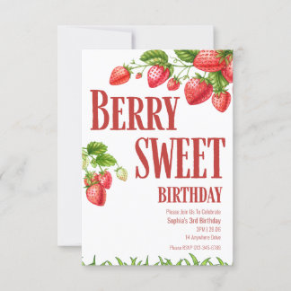 Berry Birthday Strawberry Party Invitation