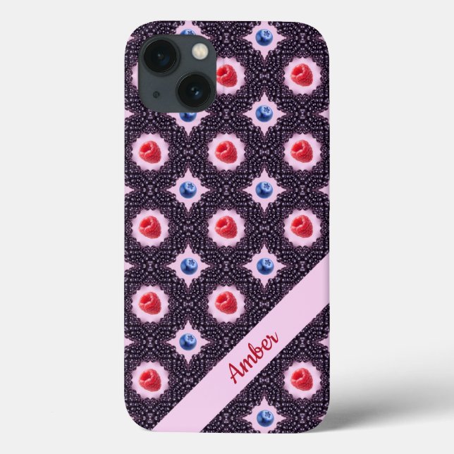 Berry Bliss Pattern with Custom Name Case-Mate iPhone Case (Back)