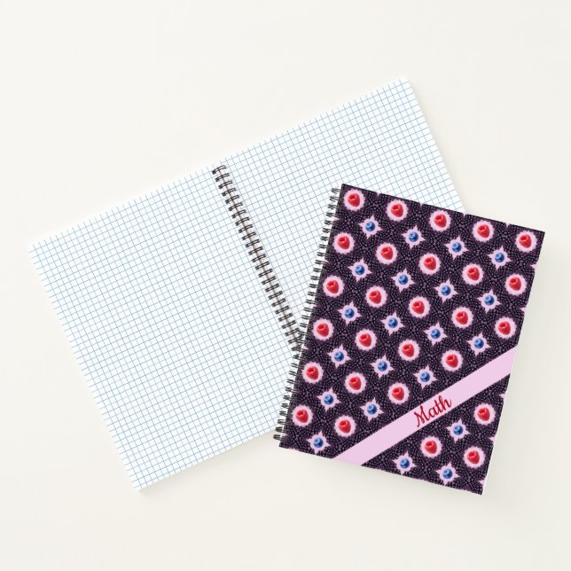 Berry Bliss Pattern with Custom Name Spiral Notebook (Inside)