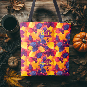 Berry Bliss Tote with Autumn Leaves and Berries Bag