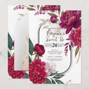 Berry Bloom Garden Floral Glam Sweet 16 Invitation