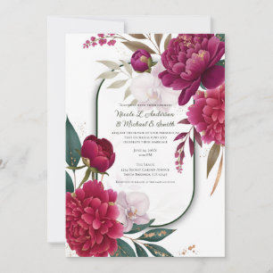 Berry Bloom Garden Floral Glam Wedding  Invitation