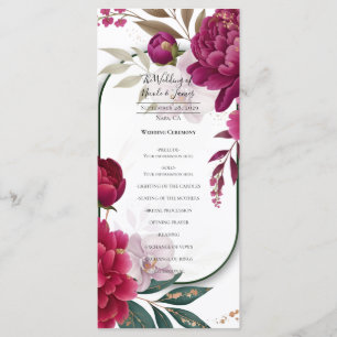 Berry Bloom Garden Floral Glam Wedding Menu