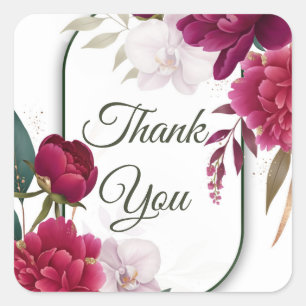 Berry Bloom Garden Floral Glam Wedding  Square Sticker