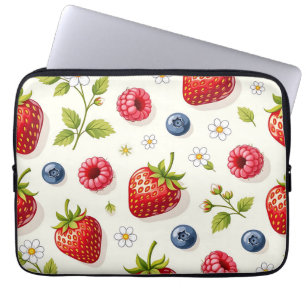 Berry Blossom Pattern Fresh Summer Fruits Laptop Sleeve
