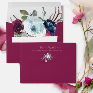 Berry, Blue and Burgundy Floral, Berry Envelope
