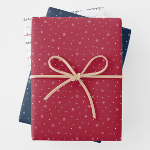 Berry Blue Snowflake Holiday Wrapping Paper Sheets