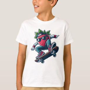 Berry Boarder – Skateboarding  Cartoon Strawberry T-Shirt