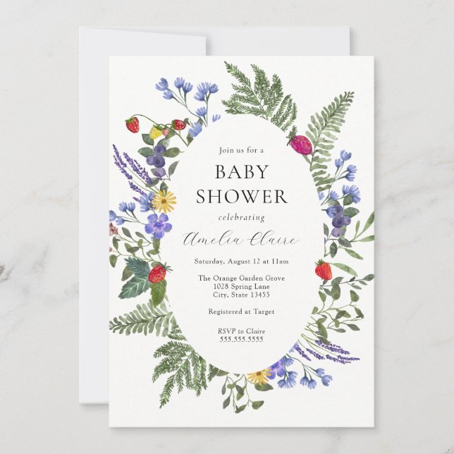 Berry Boho Wildflower Baby Shower  Invitation (Front)