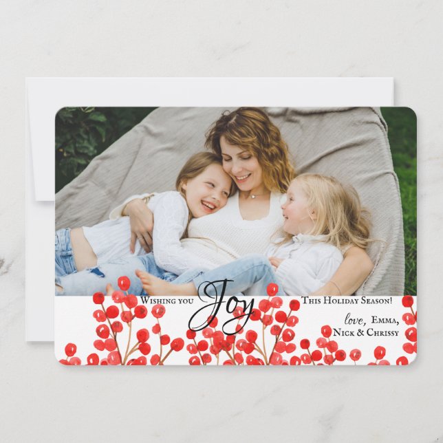 Berry Border Photo Holiday Card (Front)