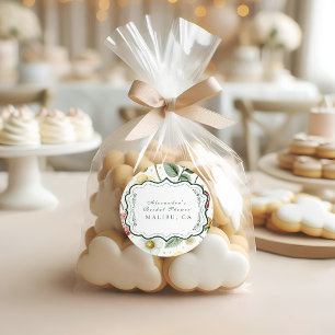 Berry Botanical Charm Bridal Shower Classic Round Sticker