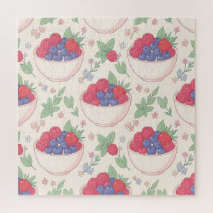 Berry Bowl Pattern Pastel Jigsaw Puzzle