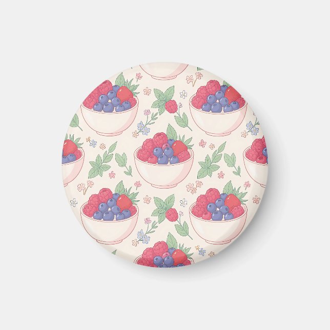 Berry Bowl Pattern Pastel Magnet (Front)