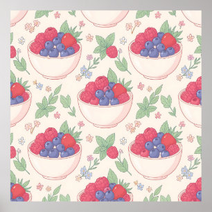 Berry Bowl Pattern Pastel Poster