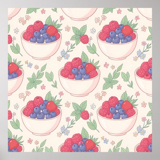 Berry Bowl Pattern Pastel Poster (Front)