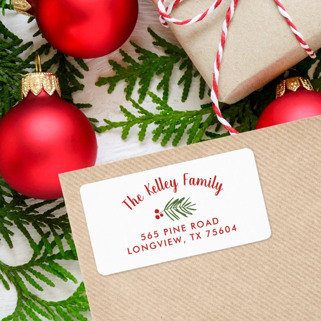 Berry Branch Holiday Return Address Labels (Creator Uploaded)