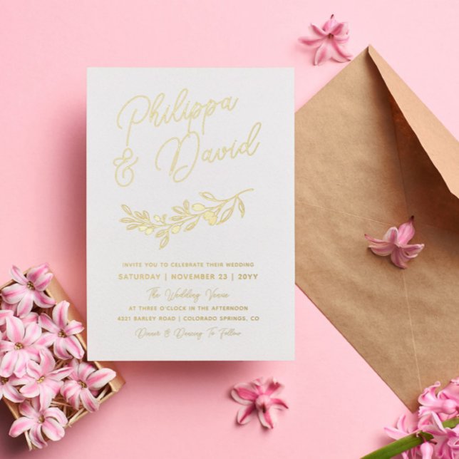 Berry Branch Names In Gold Foil Script Wedding (Creator Uploaded)