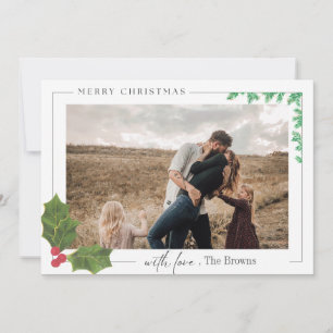 Berry Branches Frame   Modern Christmas Photo  Holiday Card