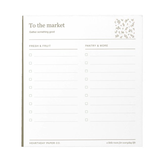 Berry Branches Market List Notepad (Front)