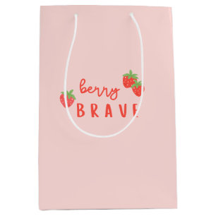 berry brave childhood cancer sick ill kids cute medium gift bag