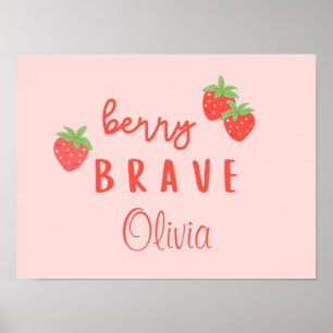 berry brave childhood cancer sick kids custom name poster