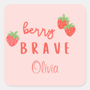 berry brave childhood cancer sick kids custom name square sticker