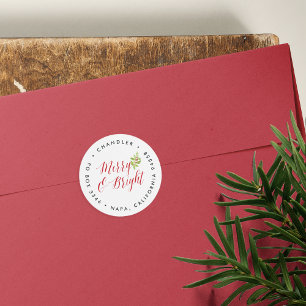 Berry & Bright   Holiday Return Address Classic Round Sticker