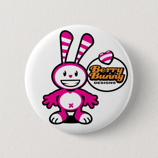 Berry Bunny Smile 6 Cm Round Badge (Front)