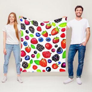 Berry Burst: Fruity Pattern Fleece Blanket