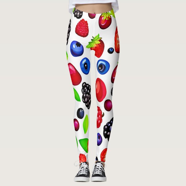 Berry Burst: Fruity Pattern Leggings (Front)