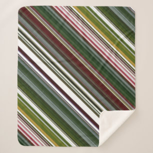 Berry Bush Green and Red Stripe Sherpa Blanket