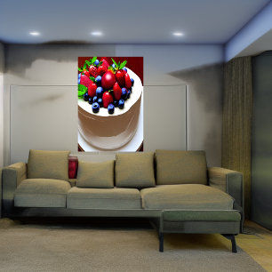 Berry cake AI Art Poster