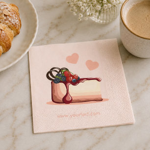 Berry Cheesecake Dessert Illustration Paper Napkin