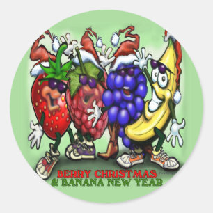 Berry Christmas Banana New Year Classic Round Sticker