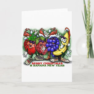 Berry Christmas Banana New Year Holiday Card