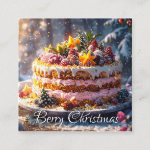 BERRY CHRISTMAS Flat Note Card