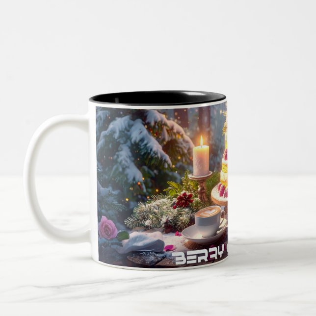 BERRY CHRISTMAS Two-Tone COFFEE MUG (Left)