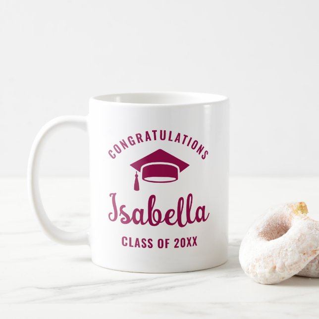 Berry Congratulations Graduation Cap Minimal Chic Coffee Mug (With Donut)