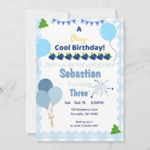 Berry Cool Birthday- Blueberry Birthday Invitation