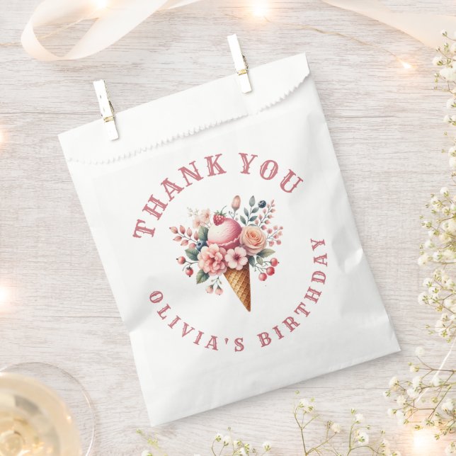 Berry Cool Happy Birthday Ice Cream Party Favour Bags (Clipped)