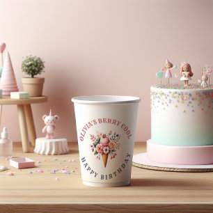 Berry Cool Happy Birthday Ice Cream Party Paper Cups