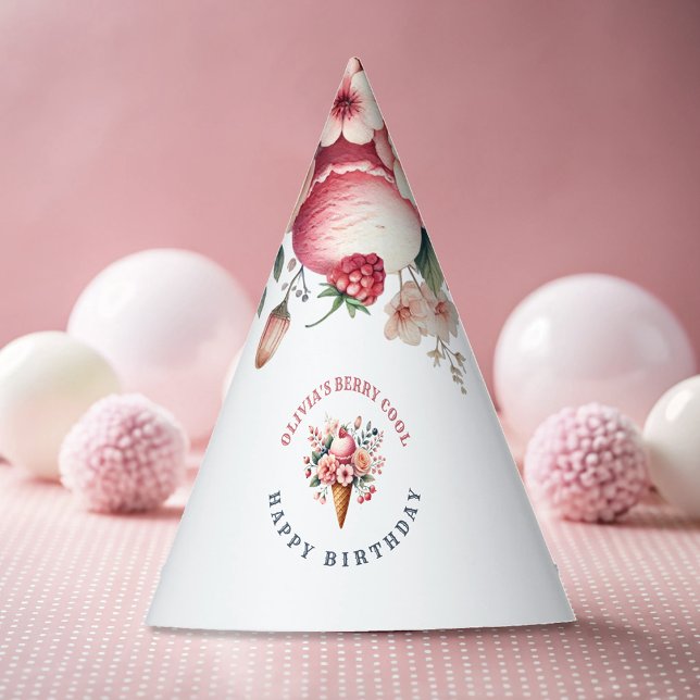 Berry Cool Happy Birthday Ice Cream Party Party Hat (Creator Uploaded)